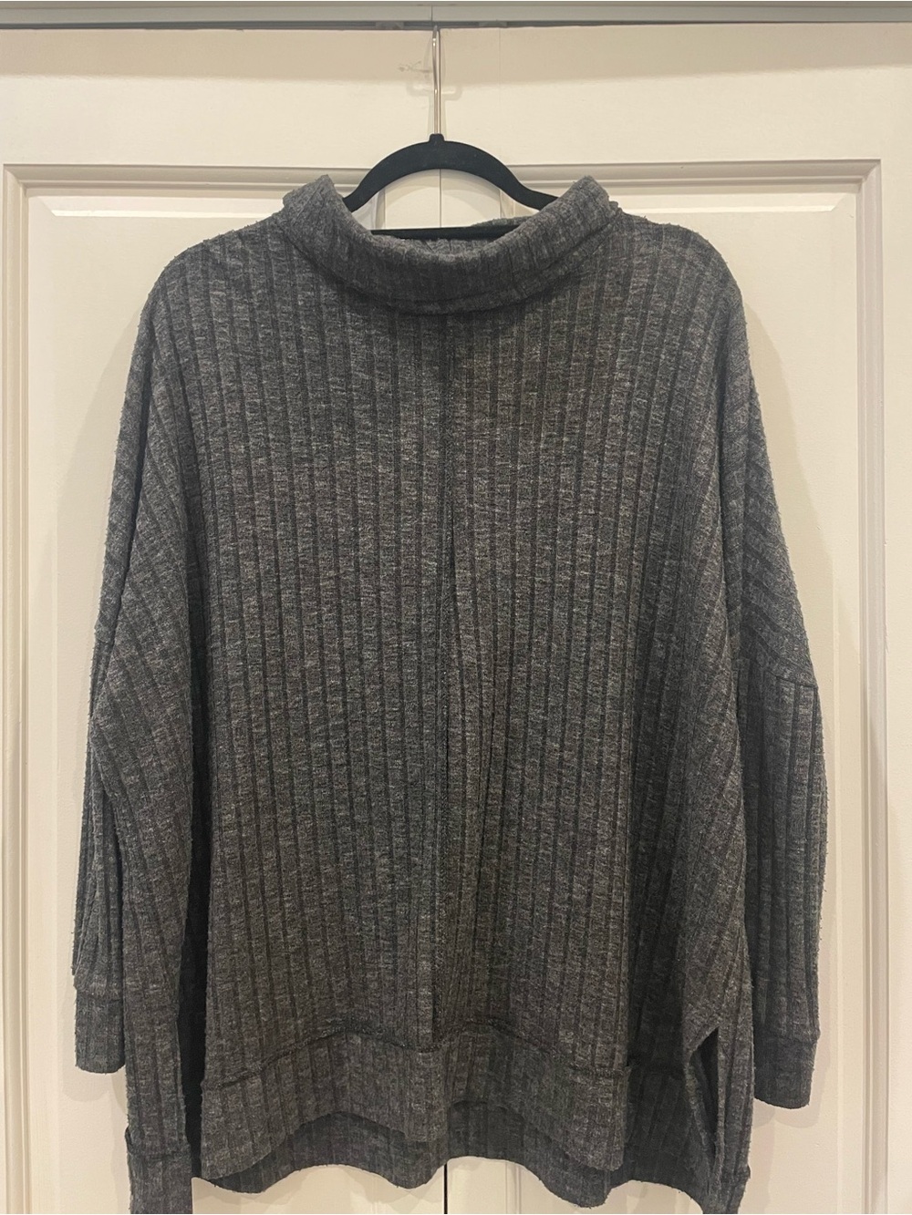 Cozy Grey Ribbed Turtleneck Sweater